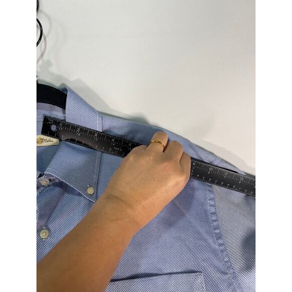 Peter Millar Shirt Mens Large Blue Nanoluxe Long Sleeve Button-Down Dress Shirt - Picture 5 of 8